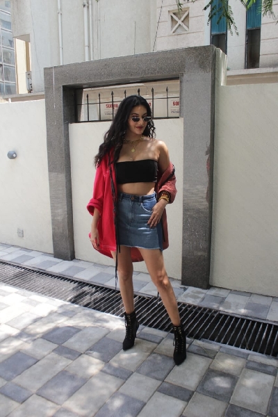 Mumbai: Amyra Dastur Movie Promotion T-Series Office On Monday 22 March, 2021. (Photo: IANS)