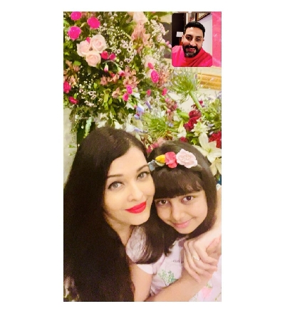 Aishwarya posts anniversary celebration pic, with Abhishek on video call.(Photo:Instagram)