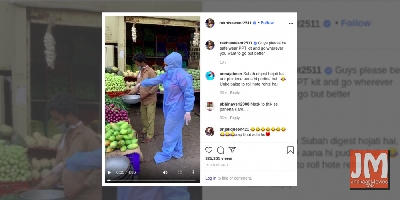 Rakhi Sawant seen vegetable shopping in PPE suit