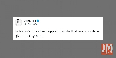 Sonu Sood says the 'biggest charity' today is to give jobs