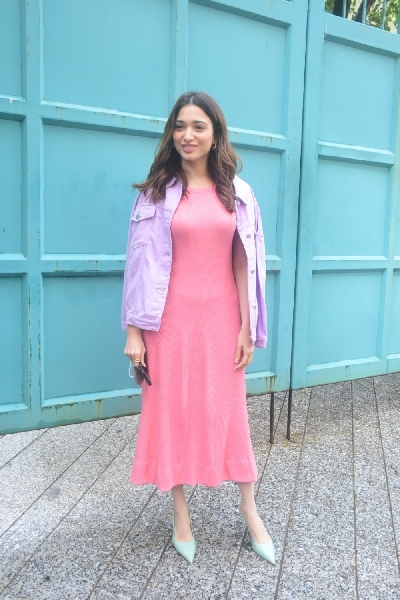 Mumbai: Tamanna Bhatia spotted at Maddock office in Santacruz on Tuesday August 03, 2021.(Photo: Sanjay Tiwari/IANS)