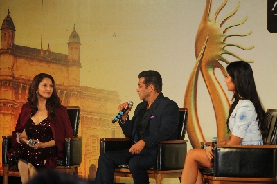 Mumbai: Actors Katrina Kaif, Madhuri Dixit and Salman Khan at the Indian International Film Awards (IIFA) 2019 press conference in Mumbai, on Sep 5, 2019. (Photo: IANS)