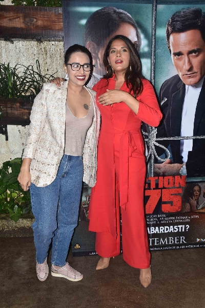Mumbai: Actors Swara Bhaskar and Richa Chaddha at the screening of the upcoming "Section 375" in Mumbai, on Sep 8, 2019. (Photo: IANS)