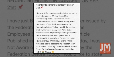 Diljit asked to cancel US gig promoted by Pak national