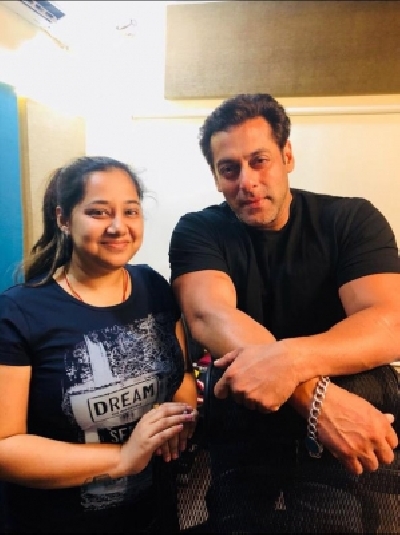 Singer Payal Dev with actor Salman Khan.