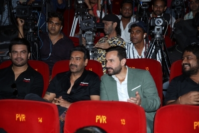 Mumbai: Actors Ajay Devgn, Saif Ali Khan and Sharad Kelkar at the trailer launch of their upcoming film 