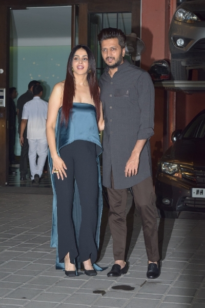 Mumbai Actors Riteish Deshmukh And Genelia D Souza At The Wedding Anniversary Party Of Actor Aayush Sharma And His Wife Arpita Khan In Mumbai On Nov 18 2019 Photo Ians