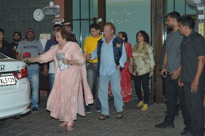 Mumbai: Writer Salim Khan and his wife Helen at the wedding anniversary party of their daughter Arpita Khan and son-in-law Aayush Sharma in Mumbai on Nov 18, 2019. (Photo: IANS)