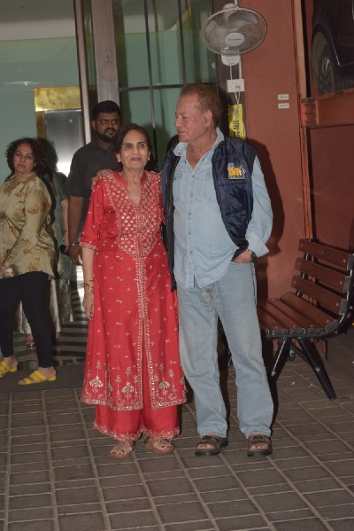 Mumbai: Writer Salim Khan and his wife Salma Khan at the wedding anniversary party of their daughter Arpita Khan and son-in-law Aayush Sharma in Mumbai on Nov 18, 2019. (Photo: IANS)