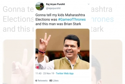 Since Saturday afternoon, the hashtag #GameofThrones started trending on Twitter because netizens are comparing the current political scenario of Maharashtra to the American fantasy drama television series dealing with power play.