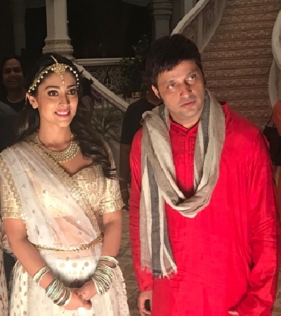 Actress Shriya Saran and choreographer Sandeep Mahavir.